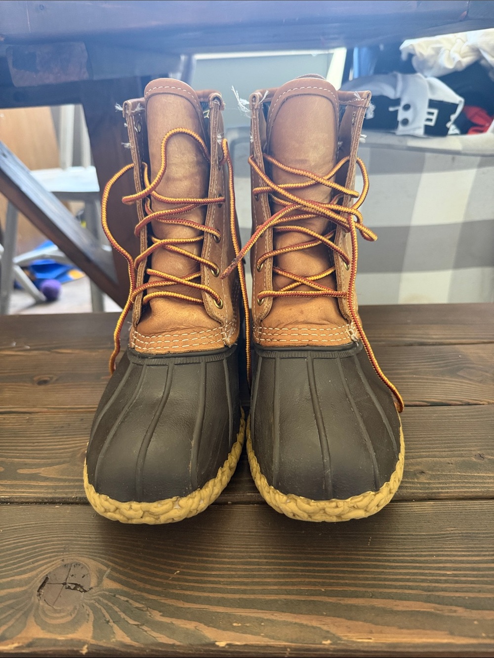 L.L. Bean Two-Tone Waterproof Duck Boots - Classic Lace-Up Outdoor Boots